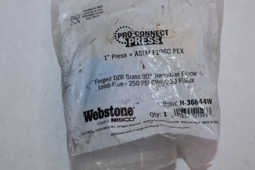 Webstone Transition Elbow Brass 90 Deg 1â Press X ASTM H-36844W