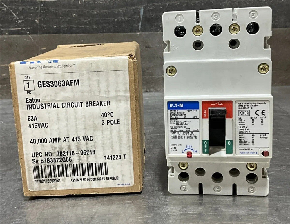 Eaton GES3063AFM Molded Case Breaker Nos Surplus