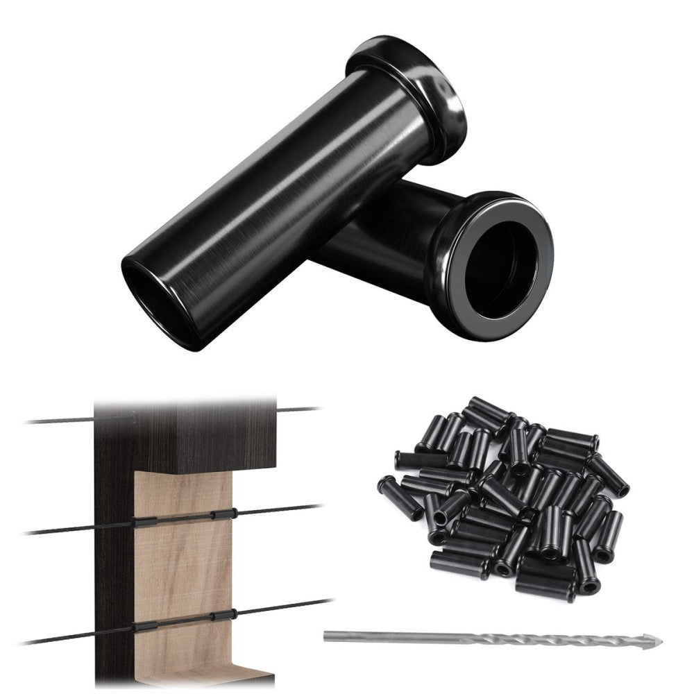 40 Pack 1/8" Black Cable Railing Protector Sleeves T316 Stainless Steel Prote...