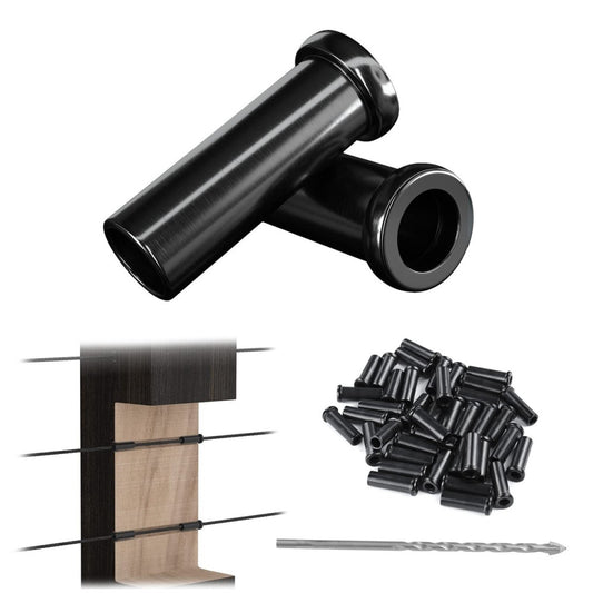 40 Pack 1/8" Black Cable Railing Protector Sleeves T316 Stainless Steel Prote...