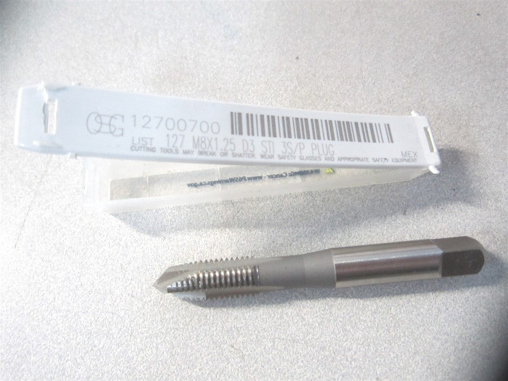 OSG 12700100 M8 x 1.25 2-15/16" OAL HSS 3Fl Bright/Uncoated Spiral Point STI Tap