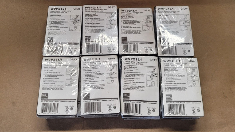 Lot of 16 EGS WVP21L1 Gray Single Gang Power Outlet Locking Covers