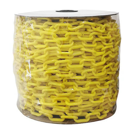 Zoro Select 33Hk97 Plastic Chain, Yellow, Outdoor Or Indoor, 1 1/2 In X 200 Ft,