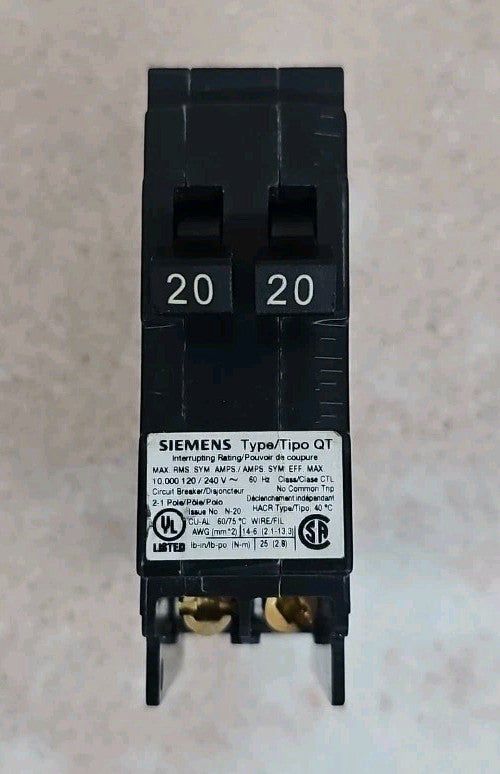 NEW Siemens, Q2020, Circuit Breaker, 20 Amps, 1 Pole, 120 V, Tandem see pics