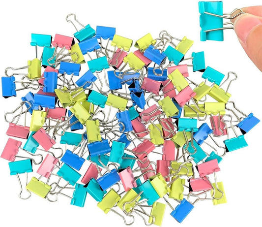 120 Pcs Colored Binder Clips, 3/4inch(19mm), Small Size for Office Supplies