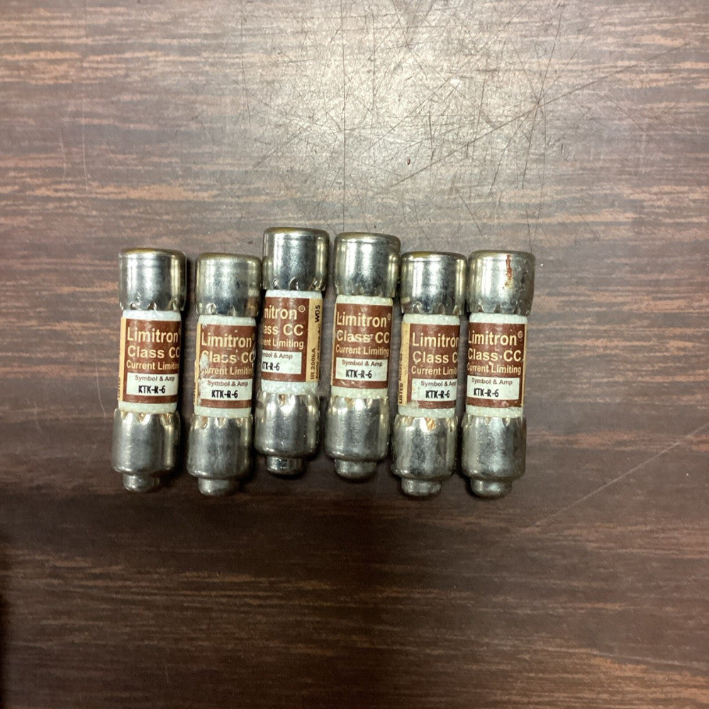 NEW LOT OF 6 BUSSMANN KTK-R-6 LIMITRON CLASS CC FUSE 600V OR LESS AC