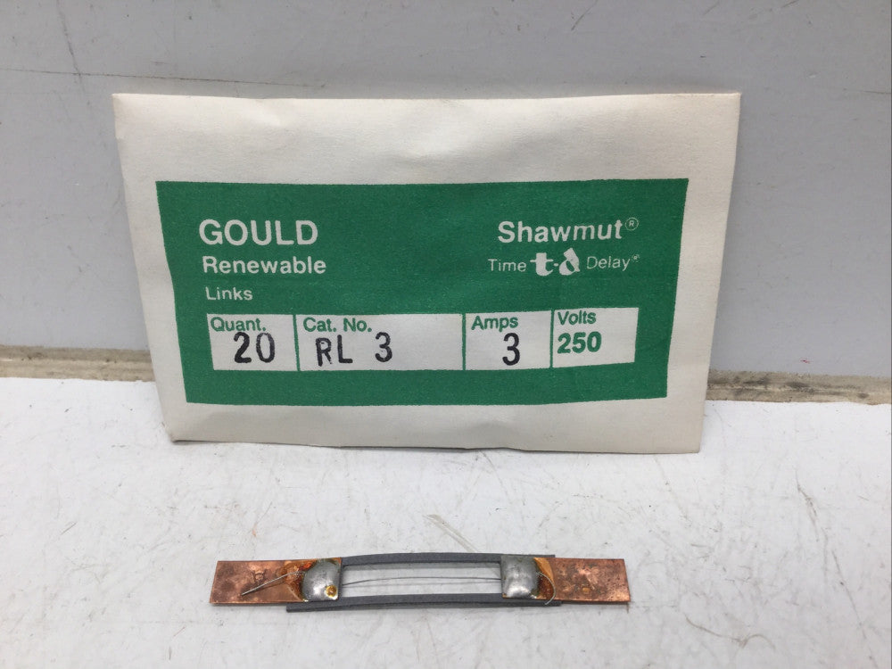 GOULD SHAWMUT RL3 Renewable Fuse Links 3 AMP 250VAC (LOT of 20)