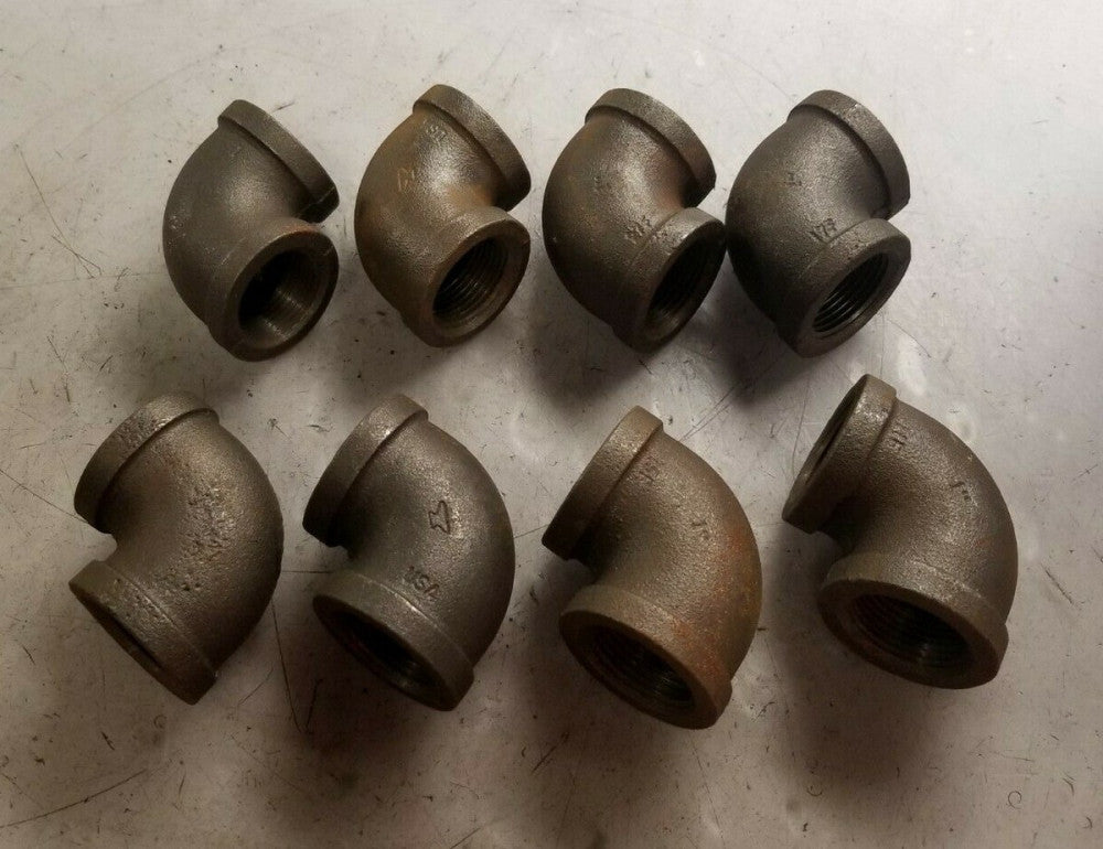 8) NEW ANVIL 1"NPT BLACK MALLEABLE IRON UNION 90 DEGREE ELBOW  LOT OF 8