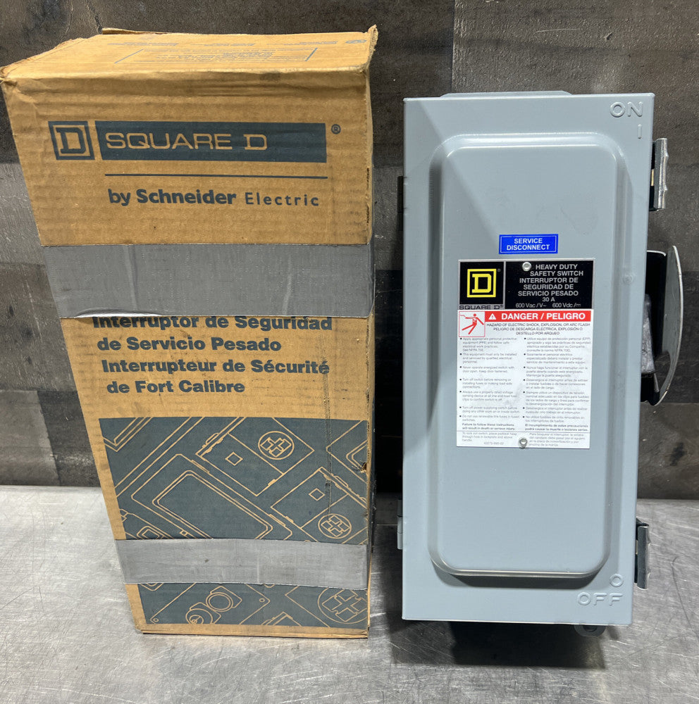 SQUARE D HU361AWK Heavy Duty Safety Switch, 30A 600V. NOS. Needs Handle Replaced