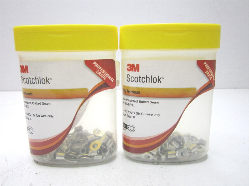 3M (MU10-8RX) 12 AWG to 10 AWG #8 Bare Ring Terminal 50ct. - Lot of 2 