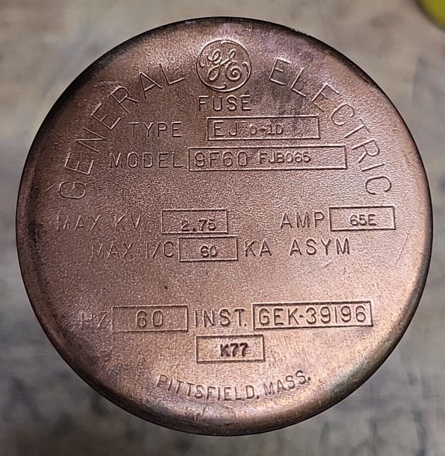 1) New Old Stock! General Electric 9F60FJB065 Size D Fuse 2400 Volt 65E Amp