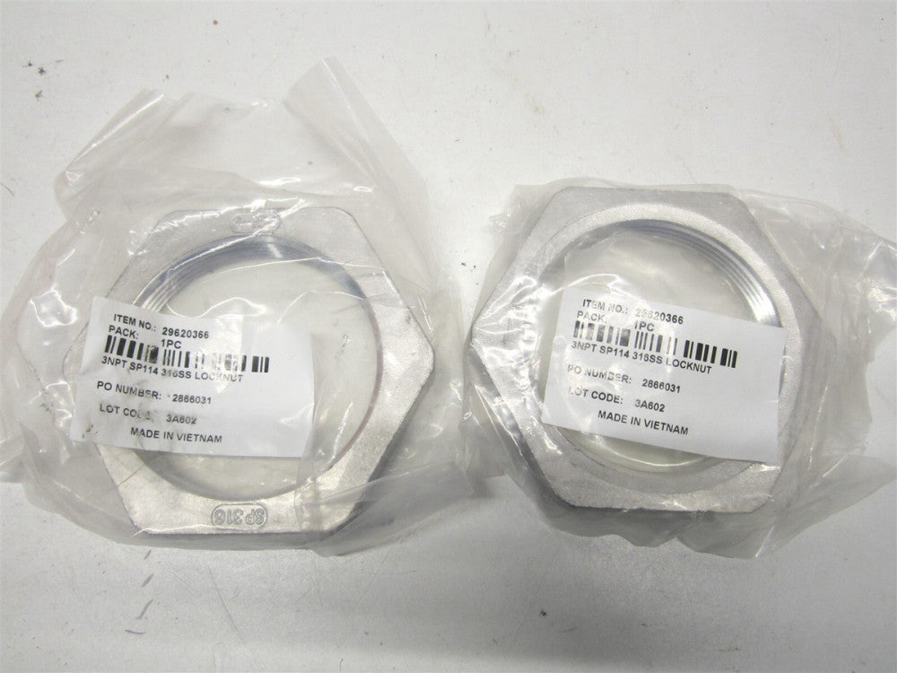 (6LN3) 3-150 NPT Lock Nut Stainless Steel Pipe Fitting - Lot of 2 