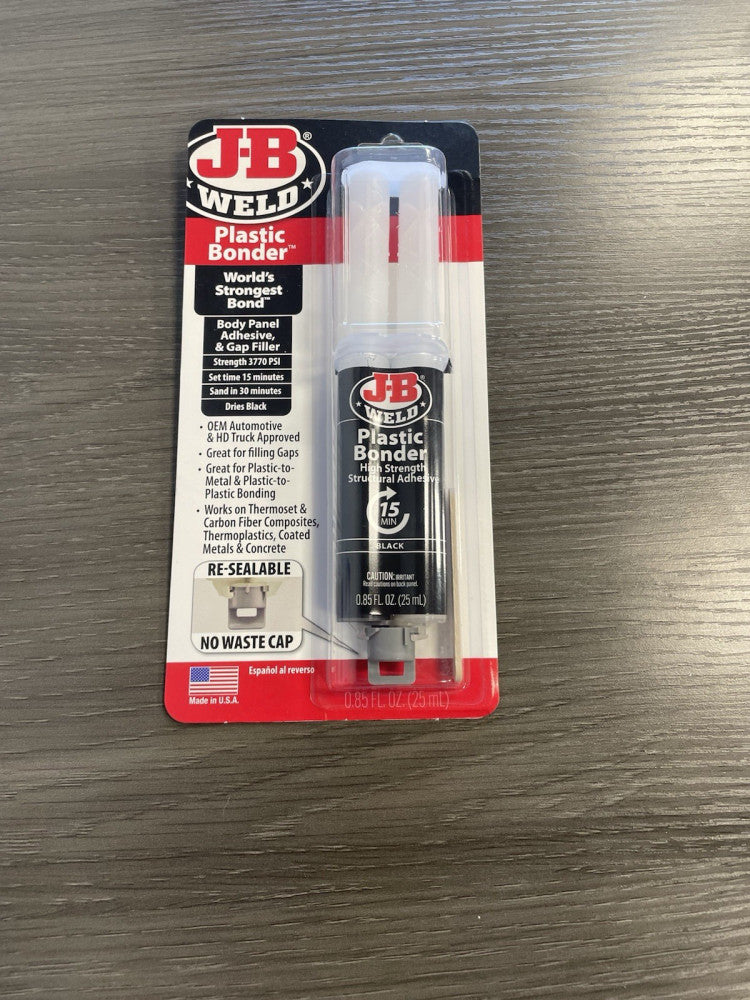 J-B Weld Plastic Bonder Body Panel Adhesive and Gap Filler Syringe Black, 25ml