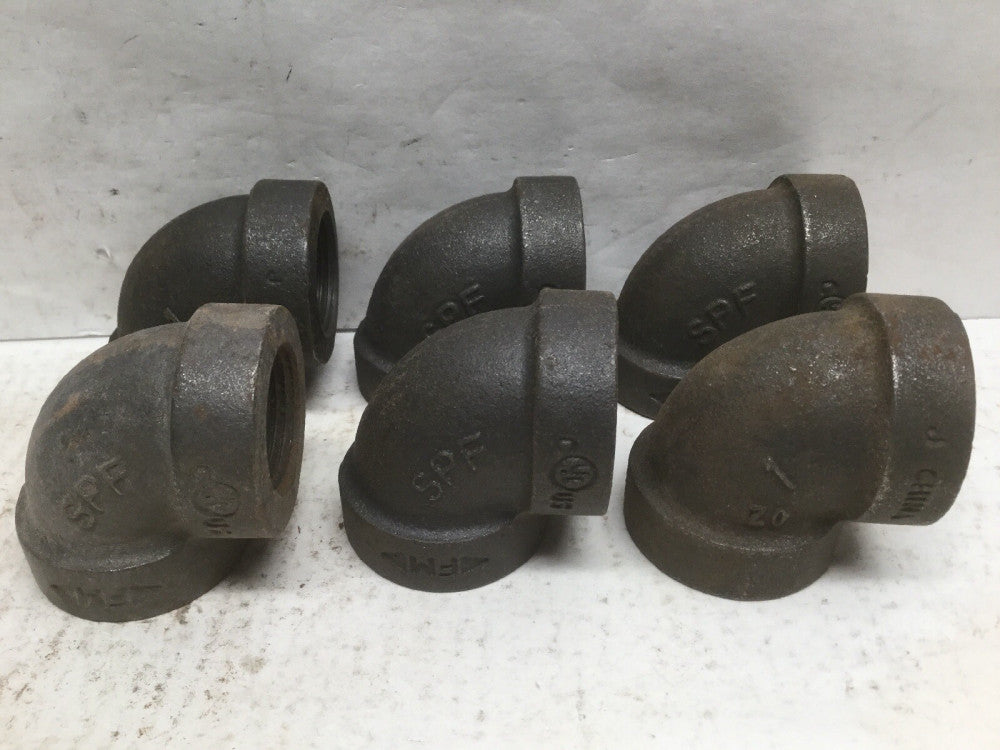 SPF/Anvil 1” FNPT X 1” FNPT 90 Degree Malleable Iron (Lot of 6)