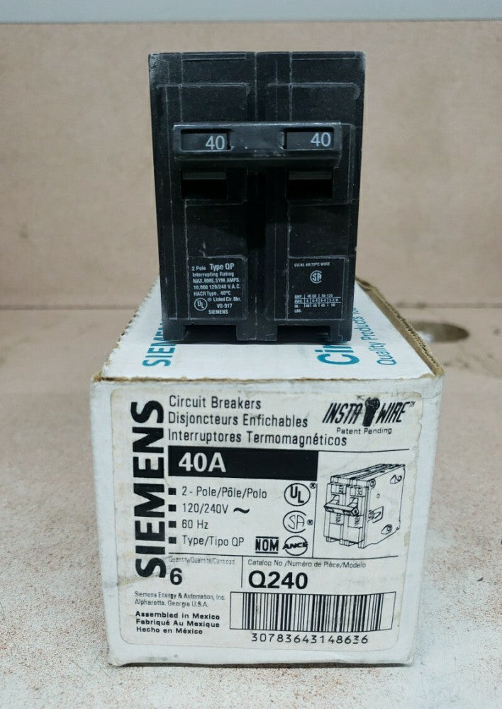 1 NEW OLD STOCK SIEMENS Q240 CIRCUIT BREAKER 40AMP, 2 POLE, 120/240V