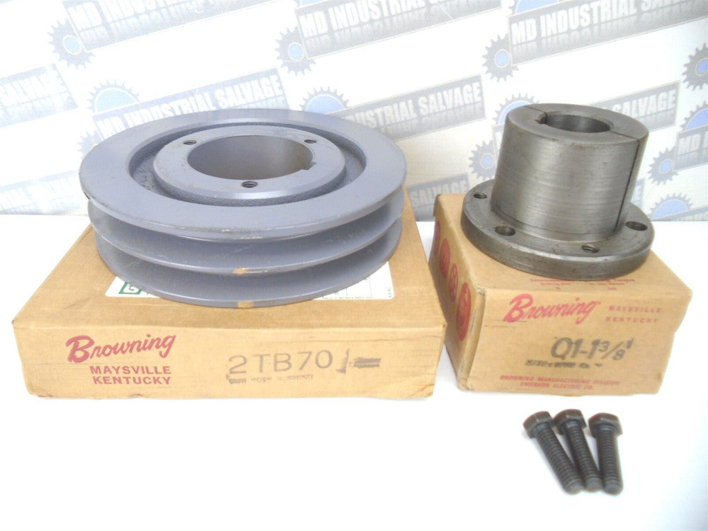 BROWNING - 2TB70 - 2-GROOVE - A, B, V-BELT SHEAVE includes Q1-1-3/8 Bushing -NEW