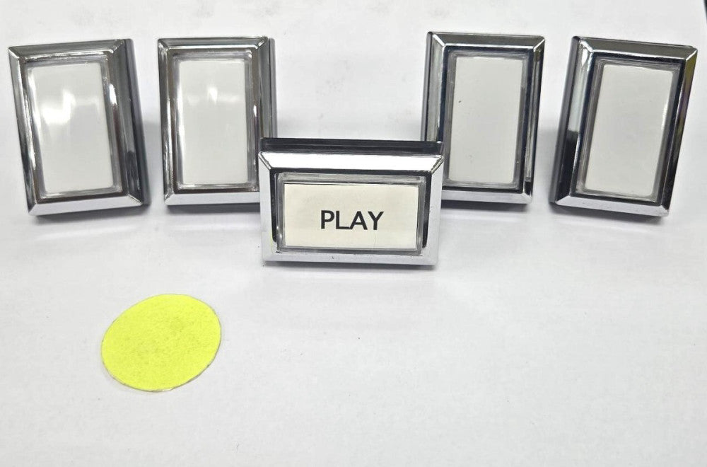 UNBRANDED 46MM WHITE RECTANGLE ILLUMINATED  5 PIN ARCADE PUSH BUTTON (LOT OF 5)