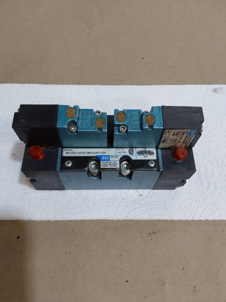 MAC Solenoid Valve MV-P2A-AFDA-DM-DJAP-1DG 30-120PSI Used