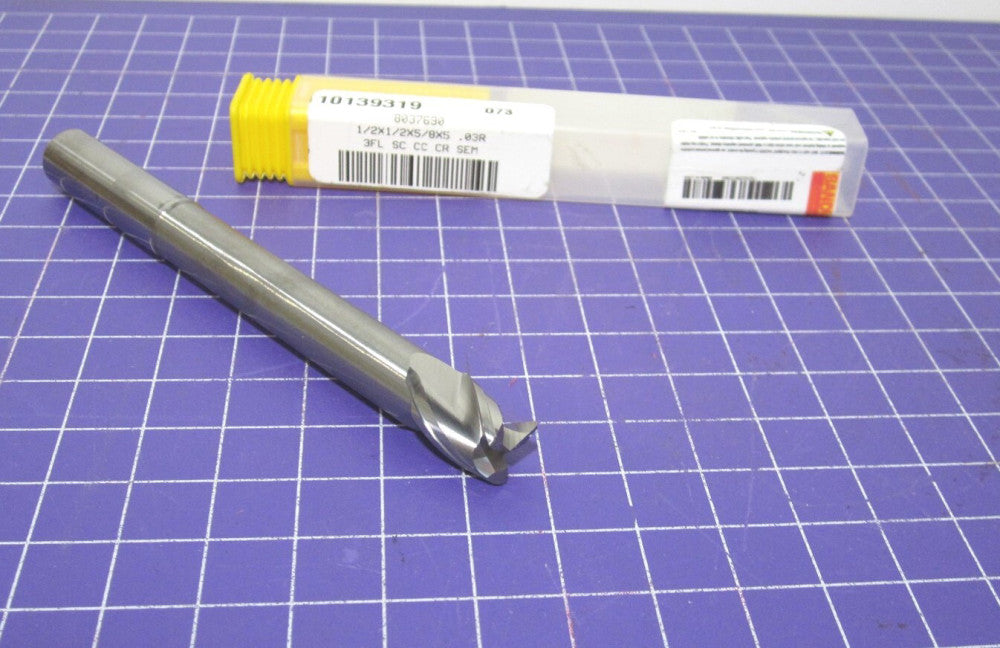 Sandvik Coromant 1/2" Carbide 3F Corner Radius End Mill 5/8" LOC 0.0300" Radius