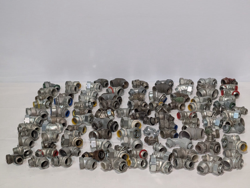 Lot of Assorted Conduit Fittings Connectors Industrial Hardware Elbow, Raco,More