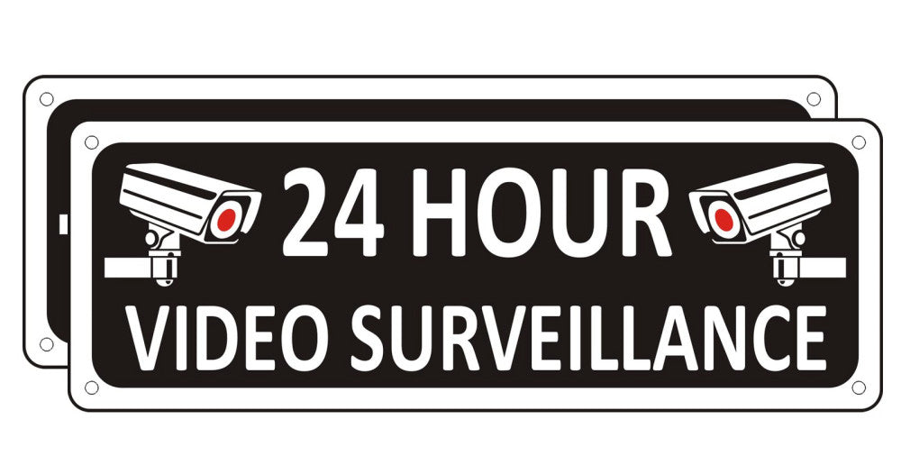 i-CowFun 2 Pack Heavy-duty Video Surveillance Signs Outdoor 10" x 3.5" Metal ...
