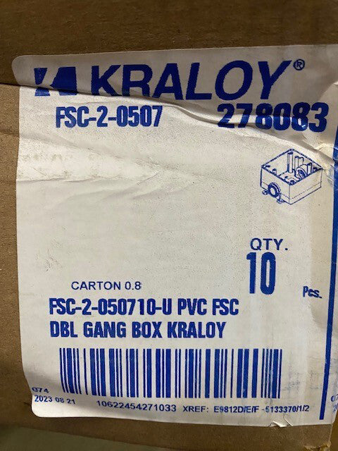 (10 PACK) Kraloy 278083 FSC-2-050710-U PVC FSC Double Gang Box
