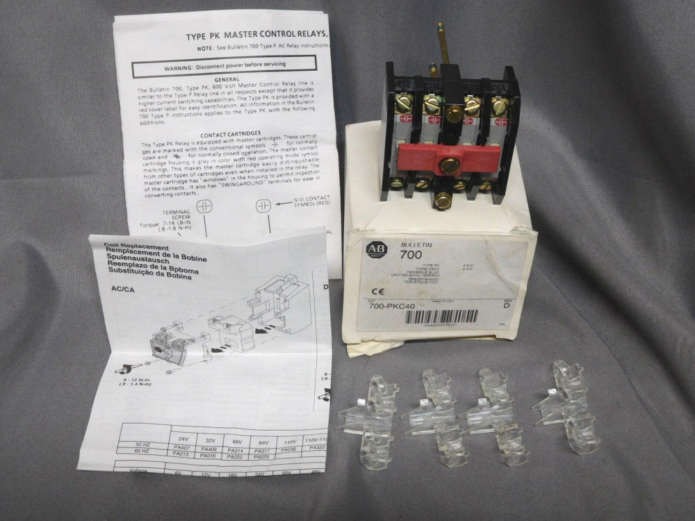 ALLEN BRADLEY - 700-PKC40 Series D 3RD LEVEL ADDER DECK 4 POLE 20 AMP, NIB