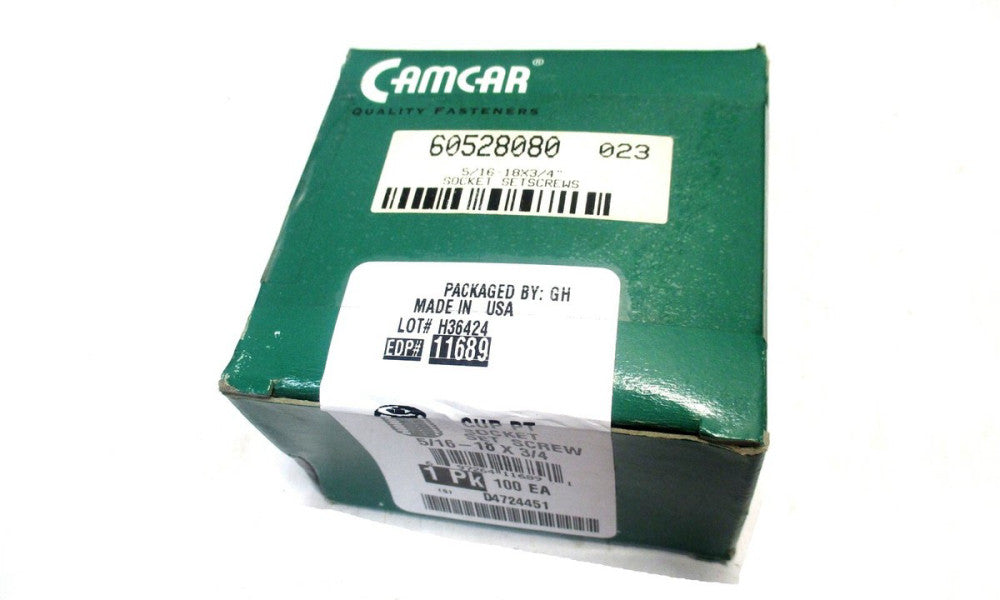 Camcar (11689) 5/16-18 UNC 3/4" OAL 5/32" Hex Cup Point Set Screw - Lot of 100