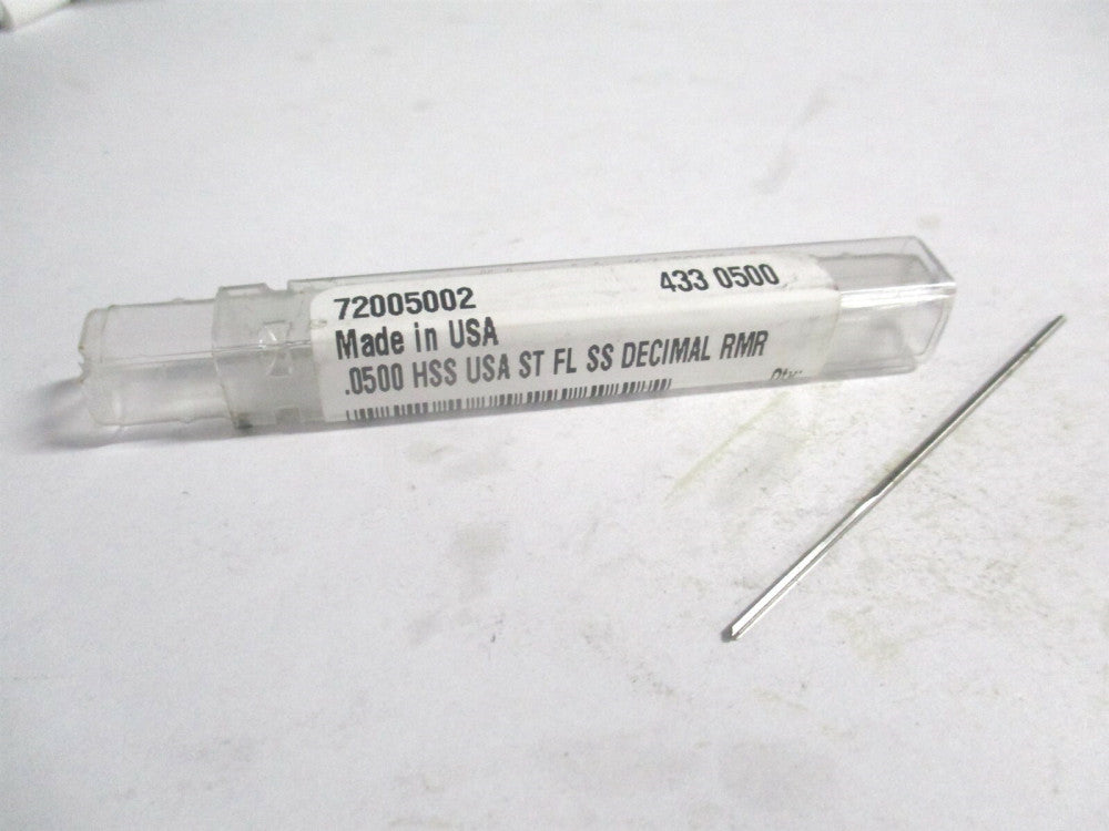 (72005002) 0.05" x 1/2" x 2-1/2" OAL Straight Shank HSS 4-Flute Chucking Reamer 