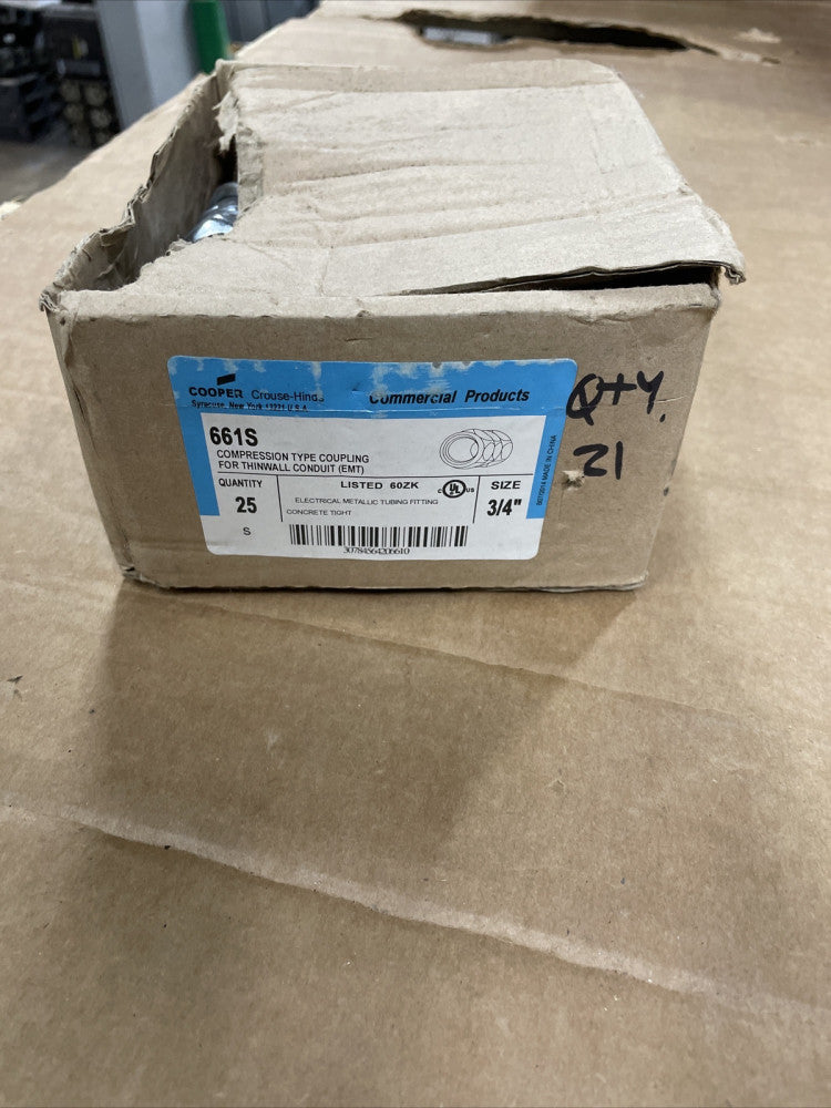 1) New Old Stock! Eaton Crouse-Hinds 661S 3/4" Compression Coupling Box of 21