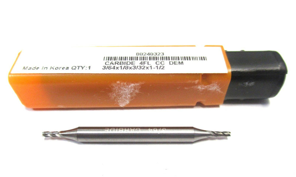 NEW (88248323) 3/64" x 1/8" x 3/32" x 1-1/2" 4F CC DE RH Carbide Square End Mill