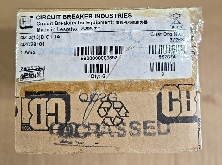 CBI Box of 6 QZD28101 2 POLE 1 AMP Circuit Breaker