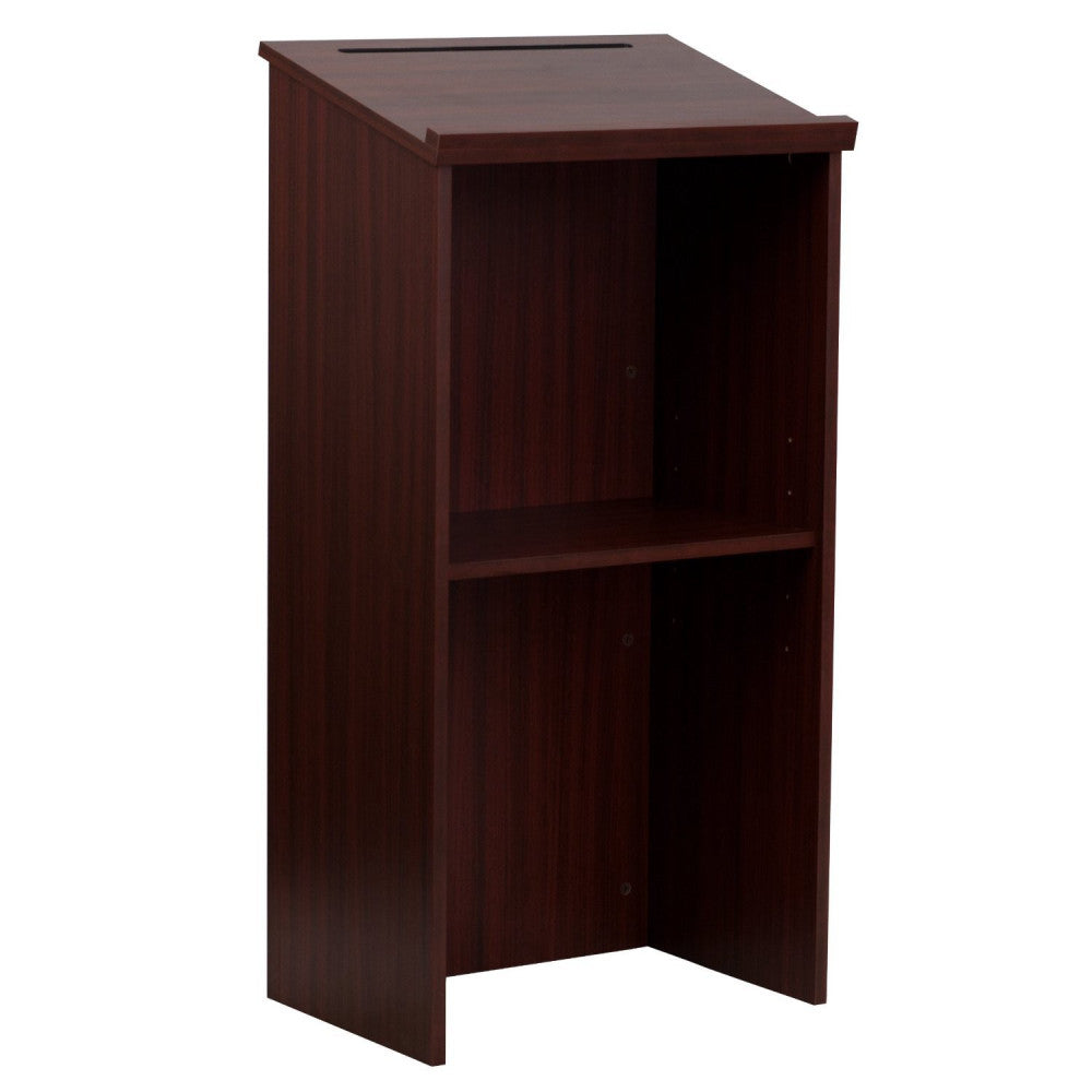 Adir Wooden Podium Stand - Speaking Podium with Storage Shelf, Hostess Stand ...