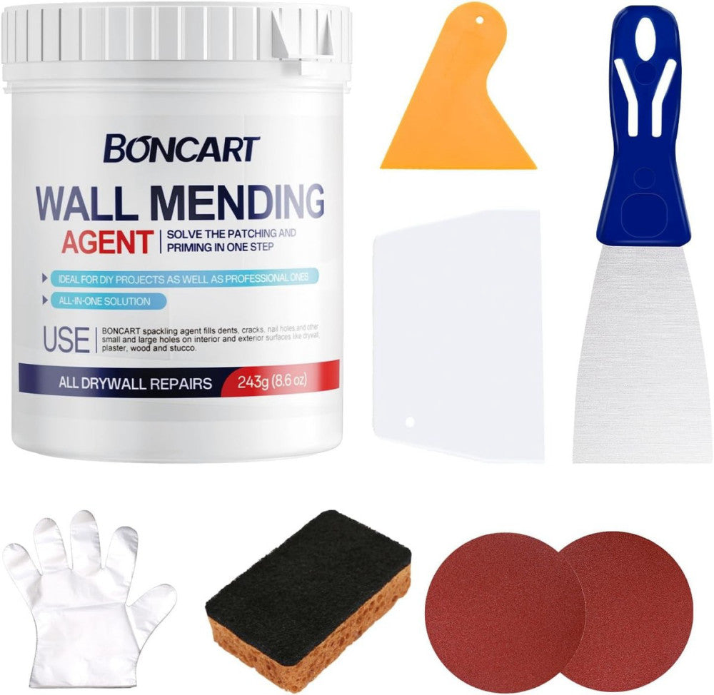 8.6oz Drywall Patch Repair Kit - Professional All-in-1 Tool Set WHITE-1 