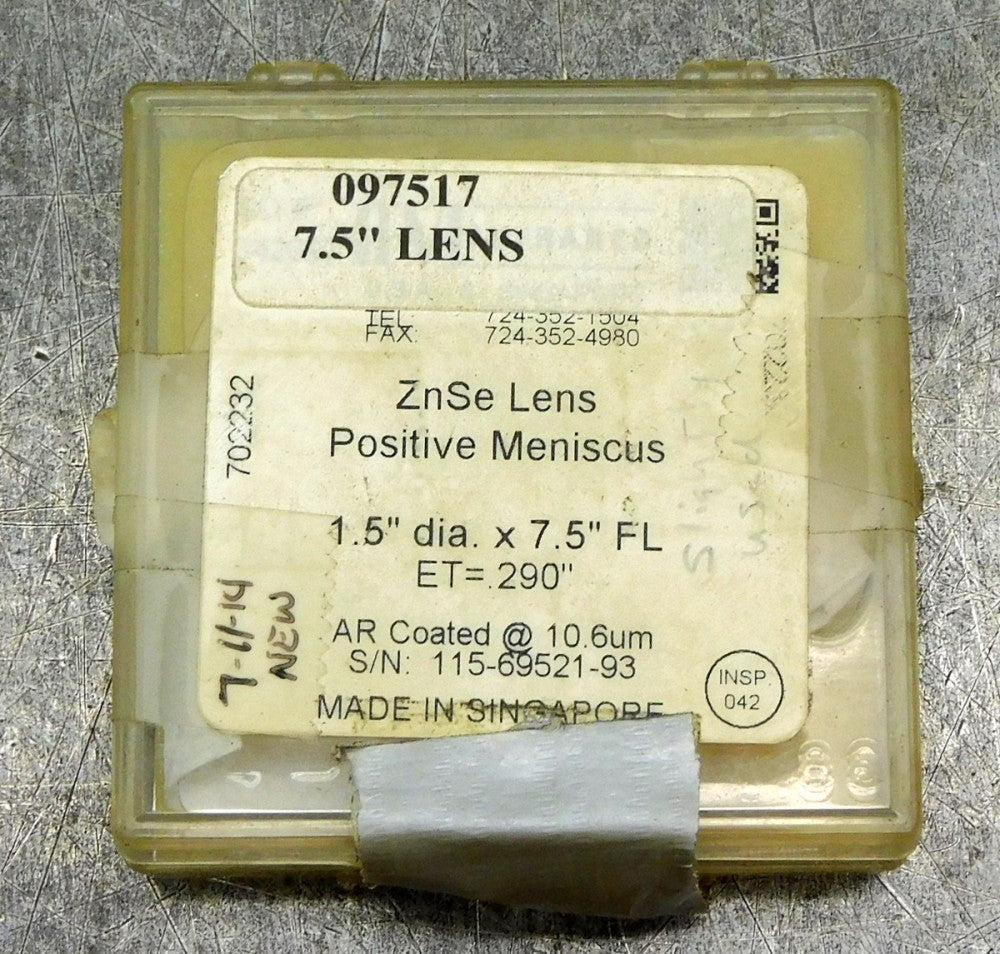 II-VI ZnSe Lens Positive Meniscus 1.5" DIA x 7.5" FL ET= .290"