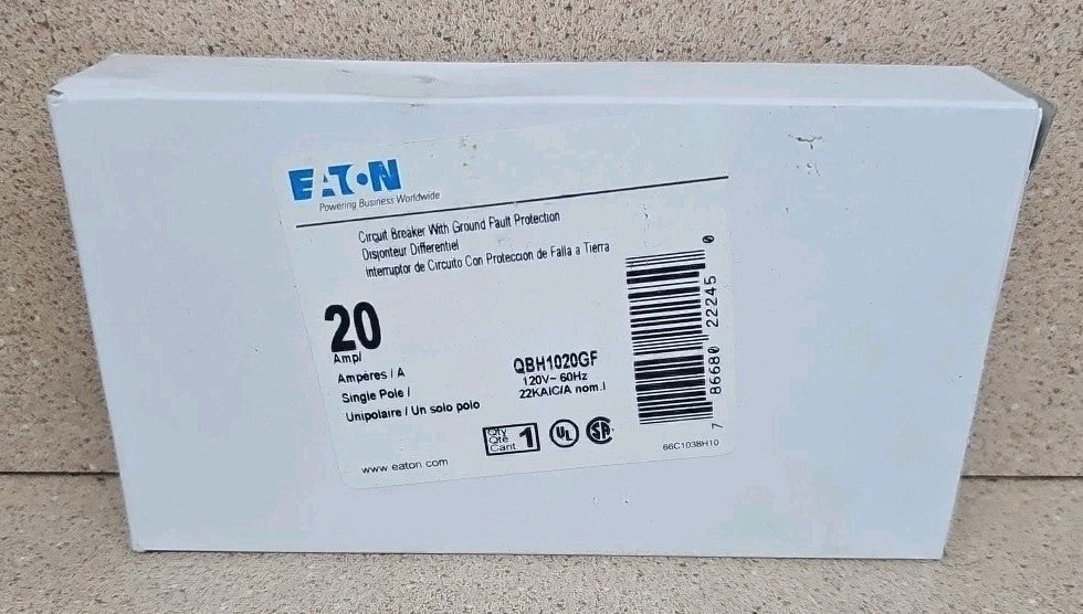 1) NEW EATON QBH1020GF Circuit breaker GFCI 1P 20A 120V 22kA
