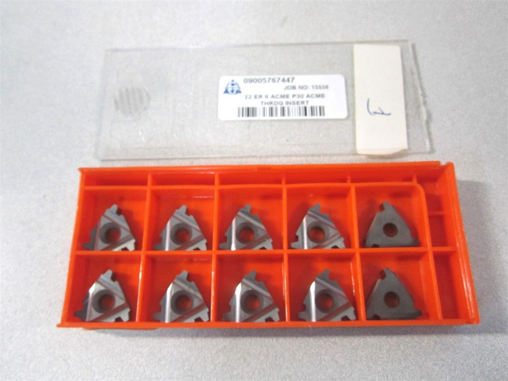 Carmex (22ER6ACMEP30) 22 ER 6 ACME P30 Carbide Laydown Threading Insert - Qty 10