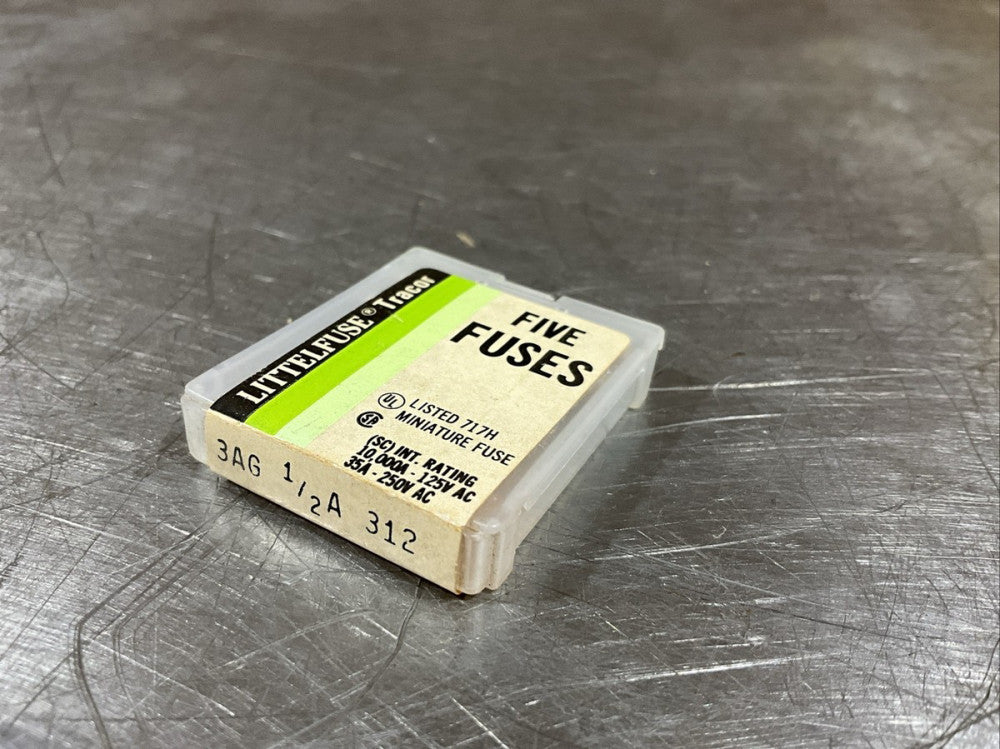 PACK OF 2 LITTELFUSE Tracor 3AG 1/2A 312 FUSES Nos Surplus
