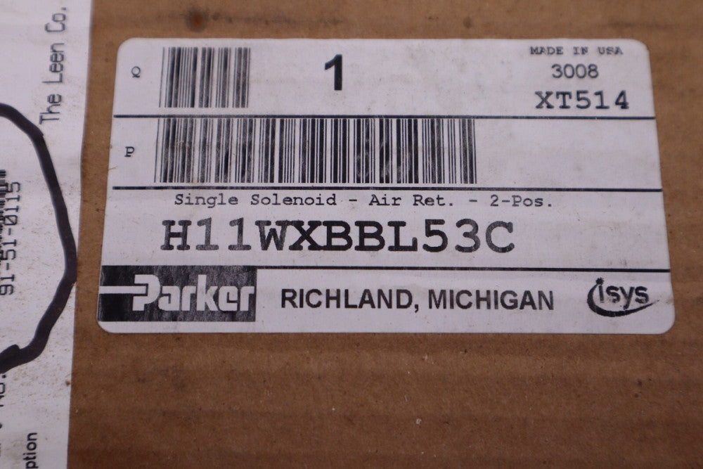 PARKER 145PSIG 120/60VAC 4:1VA PNEUMATIC SOLENOID VALVE NIB H11WXBBL53C STK L538