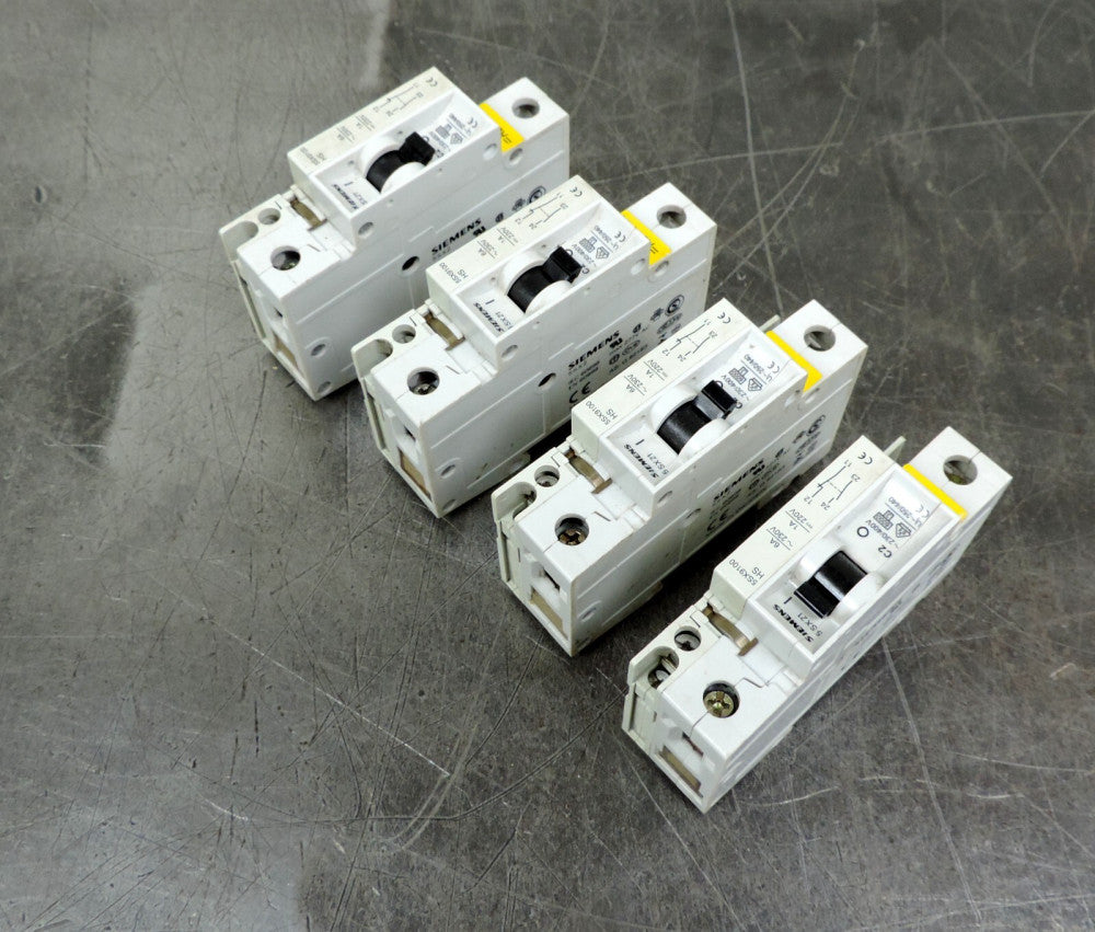 Siemens 5SX21 C2 Circuit Breaker w/ 5SX9100 HS Auxiliary Contact Lot of Four (4)