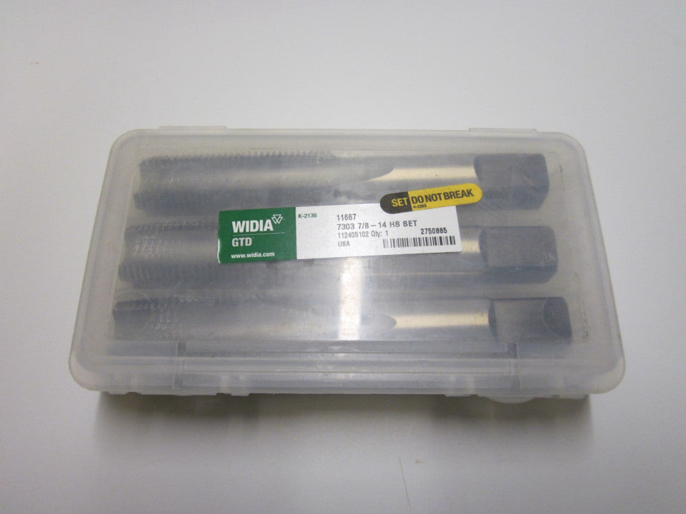 NEW Widia / GTD 11667 Tap Set 7/8-14 Bottoming 4 Flute High Speed Steel 