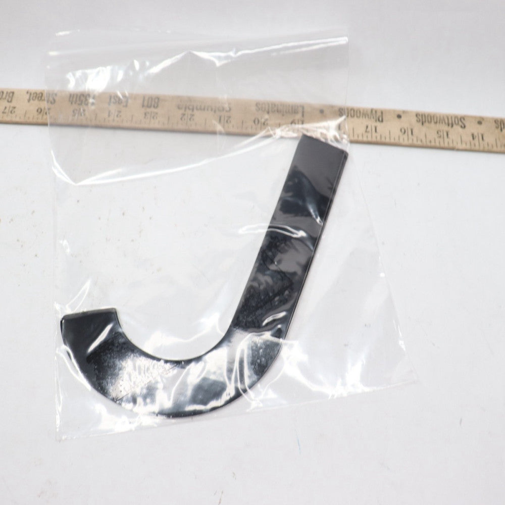 (10-Pk) Letter Label J Reflective Gothic Die Cut Black 8"