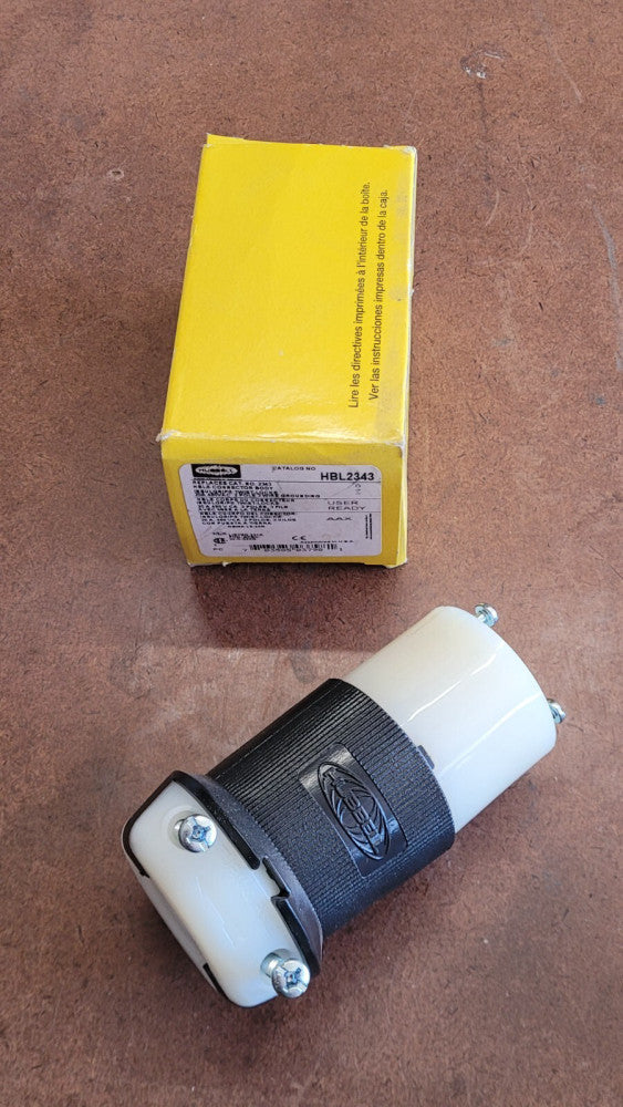 Hubbell HBL2343 Twist Lock Connector Body 20A 480VAC 2P 3W Grounding