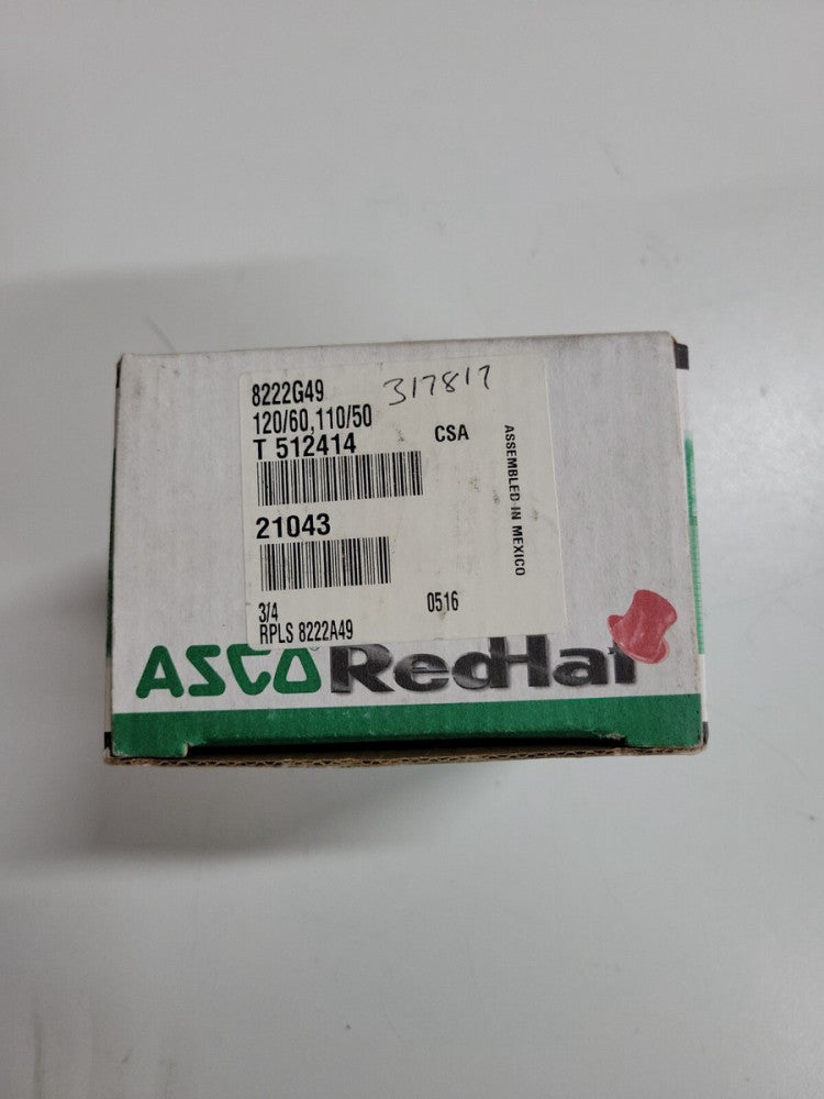 NEW ASCO 8222G49 SOLENOID VALVE 3/4" 2 WAY 120 VAC