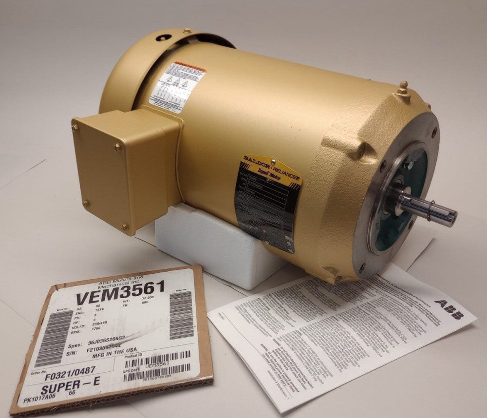 Baldor VEM3561 Electric Motor 3ph 3hp 1760rpm 230/460V 60hz 36J035S266G3