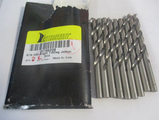 (01165208) 5/16" x 3-3/16" x 4-1/2" OAL 118° HSS Jobber Drill - Pack of 9