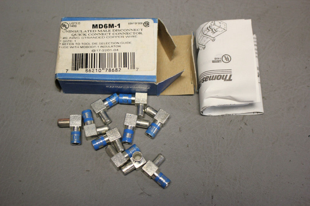 NEW THOMAS & BETTS MD6M- 1 UNINSULATED MALE DISCONNECT LOT OF 10
