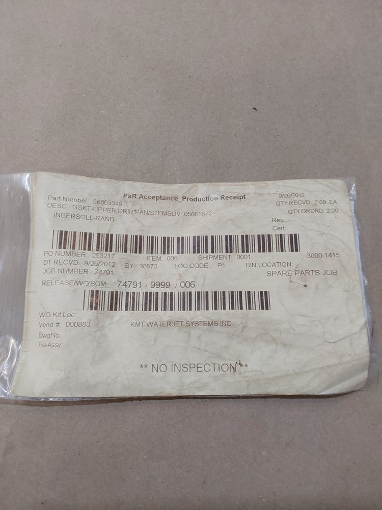 INGERSOLL-RAND 56605349, GASKET-UPPER DRIP PAN/STEMSLIV 05081872
