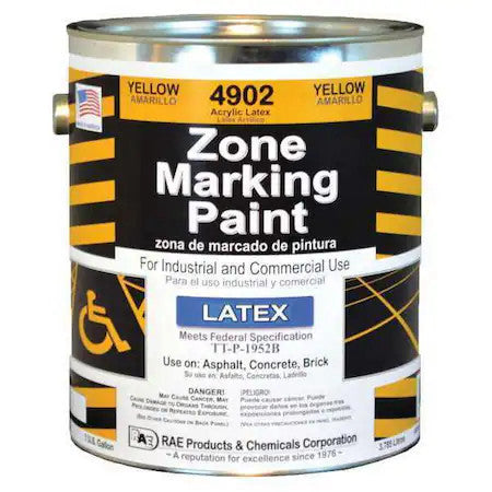Rae 4902-01 Traffic Zone Marking Paint, 1 Gal., Yellow, Latex Acrylic -Based