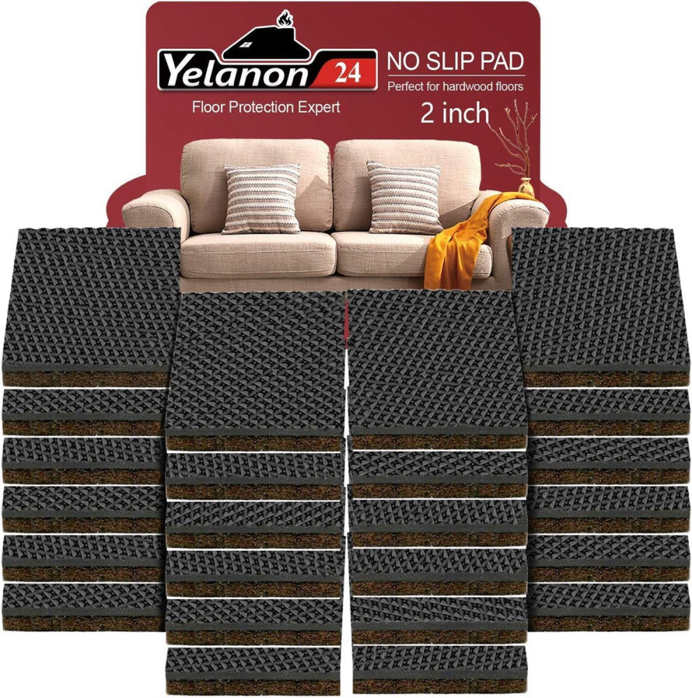 Yelanon Non Slip Furniture Pads -24 pcs 2’’ 24 2" Square, 24 Pcs 